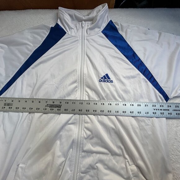 Adidas Mens White & Blue Karate Martial Art Jacket XXL Zip Up Activewear Pockets - Picture 10 of 11